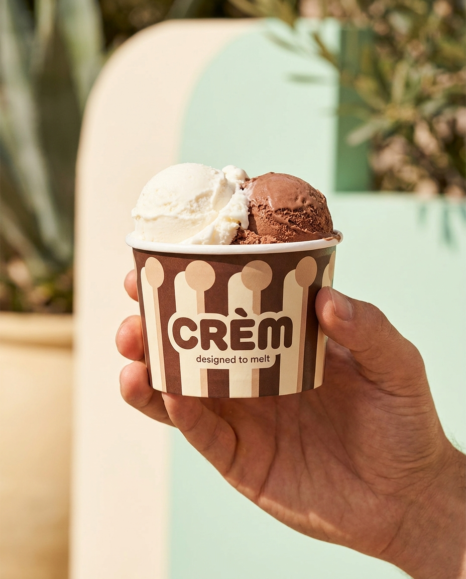 Coppetta CRÈm con gusto fiordilatte e cioccolato