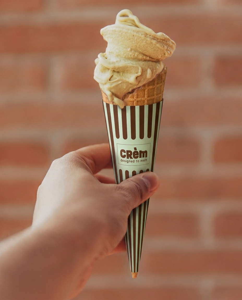 Cono CRèm con gelato alla crema mantecato a mano